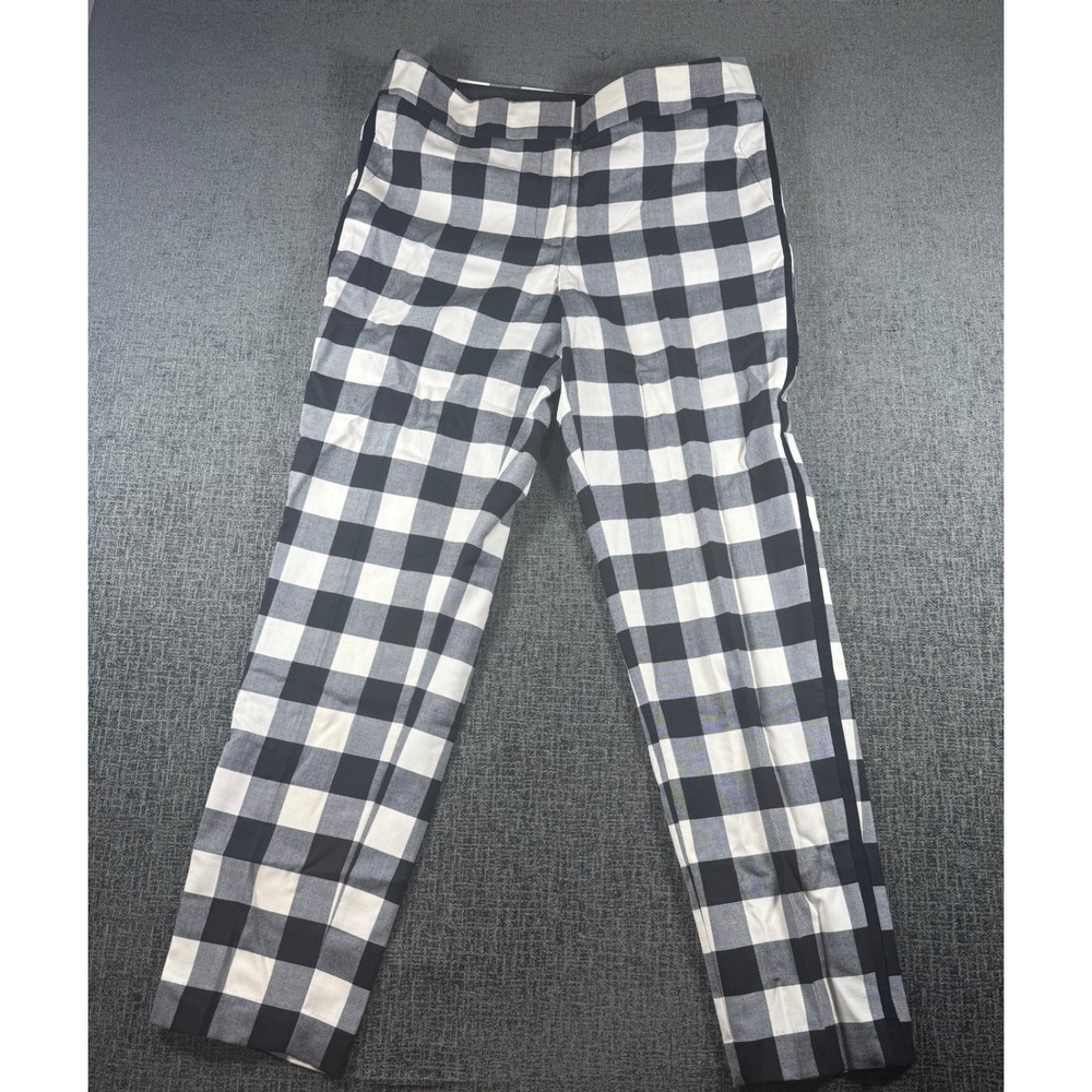 Talbots Hampshire Ankle Pants Womens 8 Black White Buffalo Plaid Wool Blend NWT